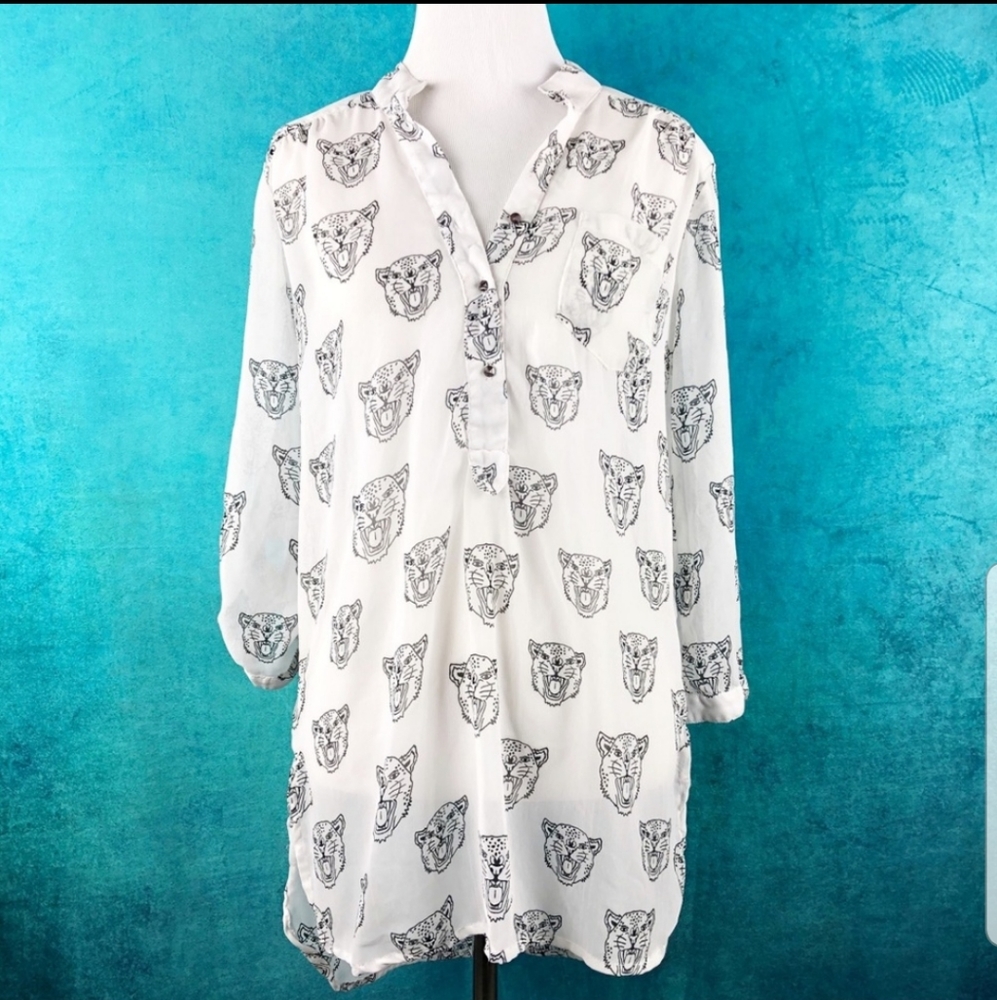 MARISOL TIGER WOW TOP ANTHROPOLOGIE MANDARIN